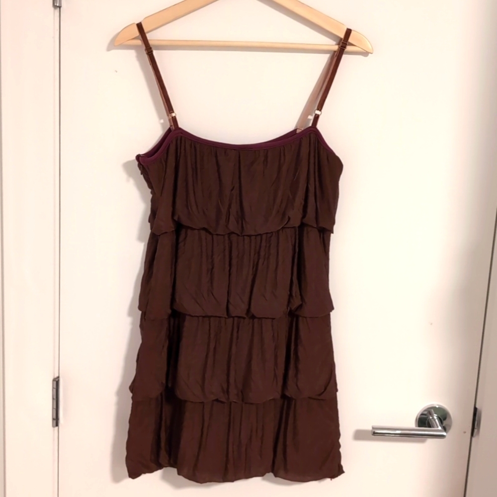 Burgundy ruffled strappy tunic
